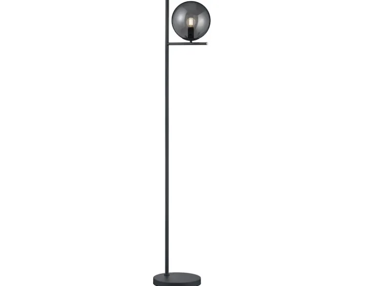 Design LED Stehleuchte Anthrazit mit Lampenschirm Glaskugel Rauchfarbig, 150cm