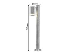 Design Wegeleuchte MODENA aus Stahl, Downlight Höhe 70cm, Silber