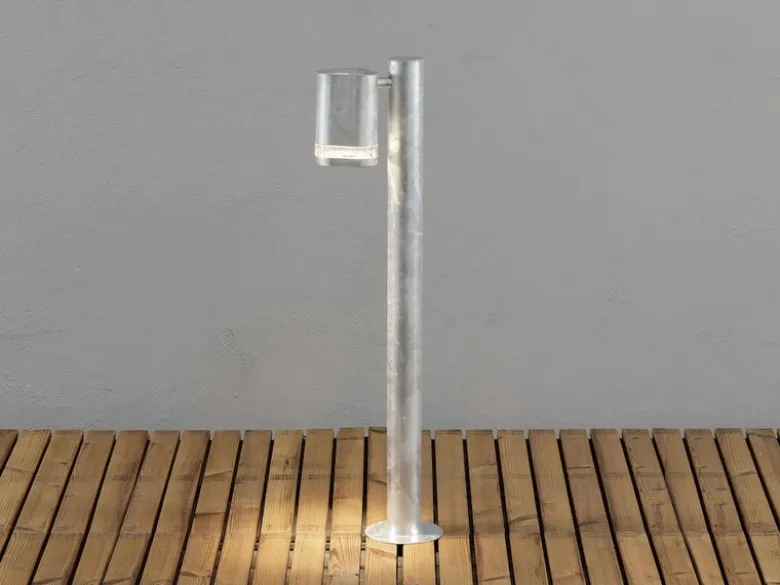Design Wegeleuchte MODENA aus Stahl, Downlight Höhe 70cm, Silber
