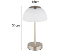 Dimmbare Akku Tischleuchte SARIMA per USB aufladbar, Silber, Höhe 31cm