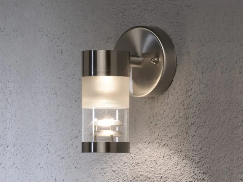 Dimmbare Außenwandleuchte BOLZANO in Edelstahl, Fassadenbeleuchtung modern