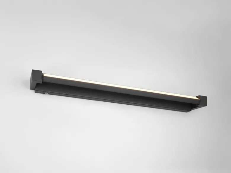 Dimmbare LED Bad Spiegelleuchte FABRIZIO schwenkbar, Schwarz Breite 80cm