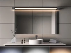 Dimmbare LED Bad Spiegelleuchte FABRIZIO schwenkbar, Schwarz Breite 80cm
