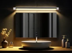 Dimmbare LED Bad Spiegelleuchte FABRIZIO schwenkbar, Chrom Breite 80cm