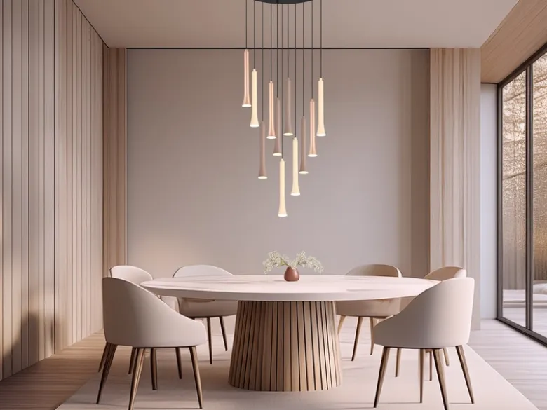 Dimmbare LED Cluster Pendelleuchte FIATO 11-flammig mehrfarbig, Ø 40cm
