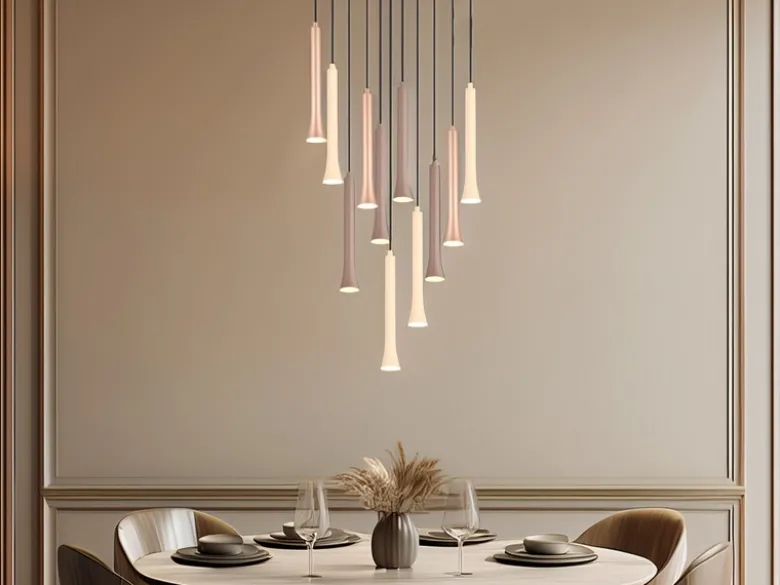 Dimmbare LED Cluster Pendelleuchte FIATO 11-flammig mehrfarbig, Ø 40cm