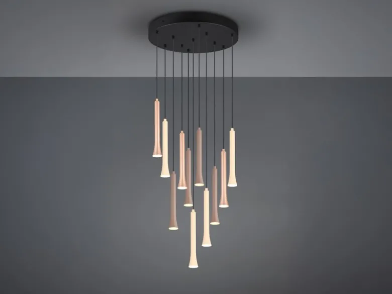 Dimmbare LED Cluster Pendelleuchte FIATO 11-flammig mehrfarbig, Ø 40cm
