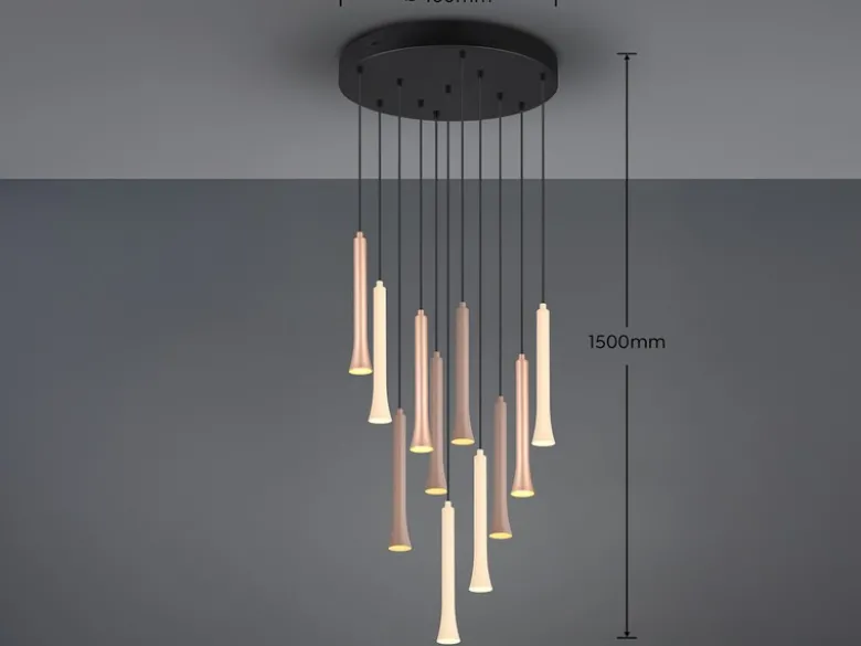 Dimmbare LED Cluster Pendelleuchte FIATO 11-flammig mehrfarbig, Ø 40cm