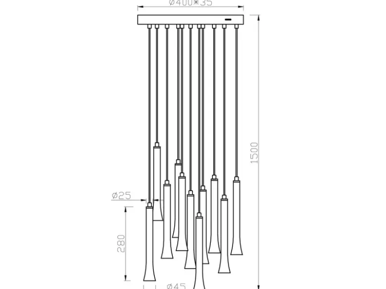 Dimmbare LED Cluster Pendelleuchte FIATO 11-flammig mehrfarbig, Ø 40cm