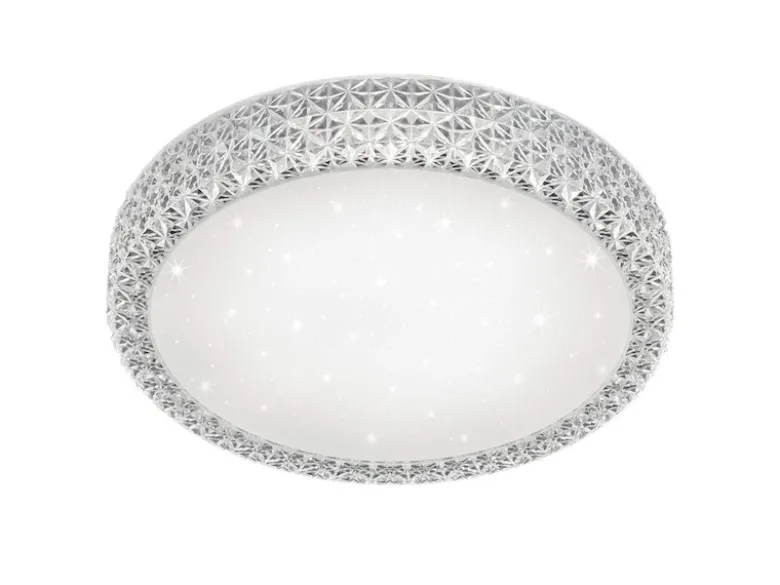 Dimmbare LED Deckenlampe PEGASUS mit Sternenhimmel & Kristall, Ø 40cm