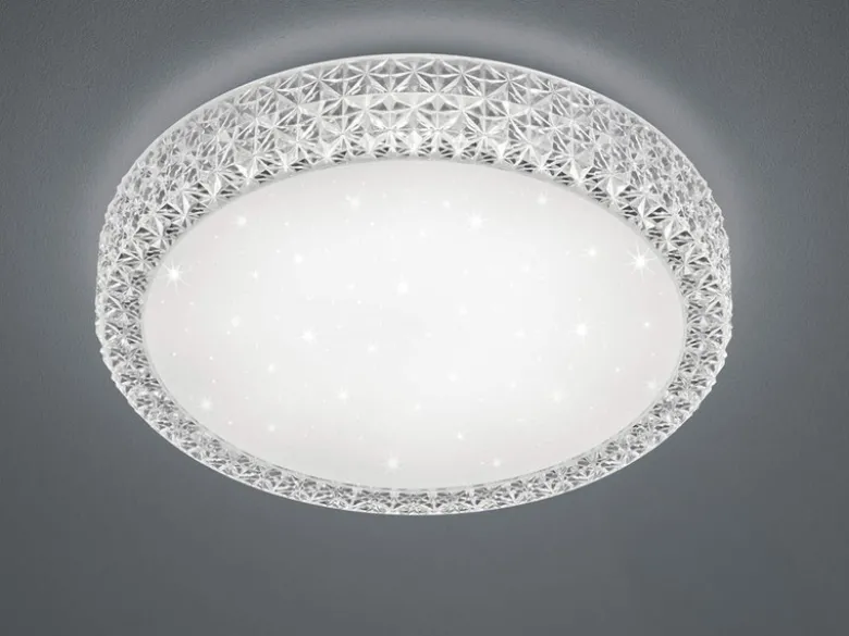 Dimmbare LED Deckenlampe PEGASUS mit Fernbedienung & Kristall, Ø 60cm