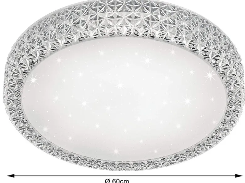 Dimmbare LED Deckenlampe PEGASUS mit Fernbedienung & Kristall, Ø 60cm
