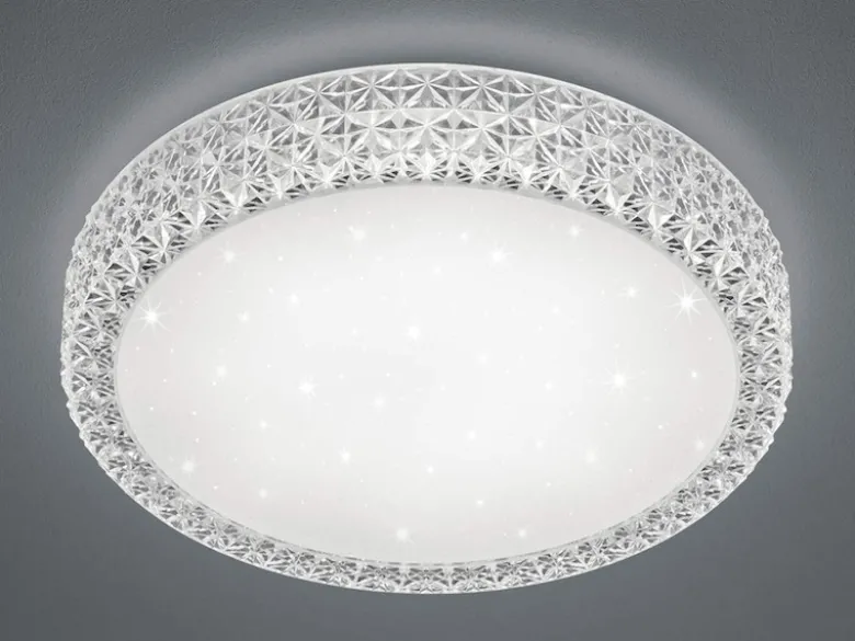 Dimmbare LED Deckenlampe PEGASUS mit Fernbedienung & Kristall, Ø 60cm