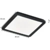 Dimmbare LED Deckenleuchte CAMILLUS flache Badezimmerlampe 30x30cm Schwarz IP44