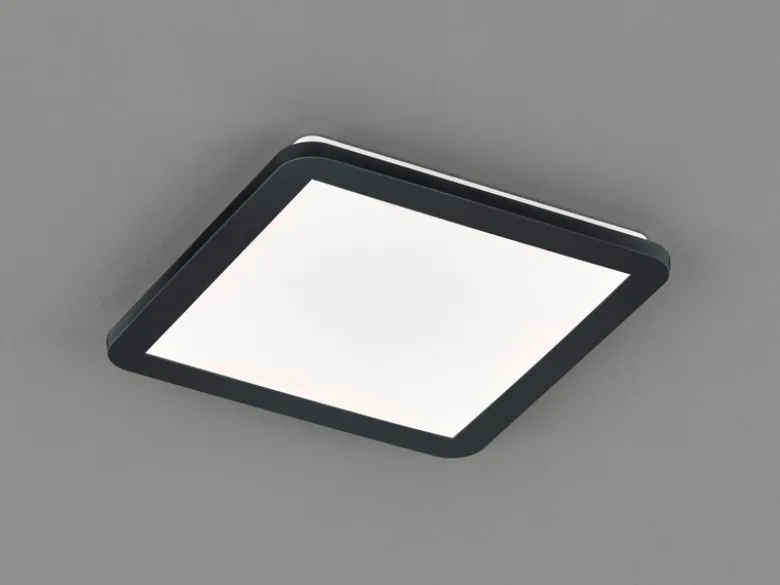 Dimmbare LED Deckenleuchte CAMILLUS flache Badezimmerlampe 30x30cm Schwarz IP44