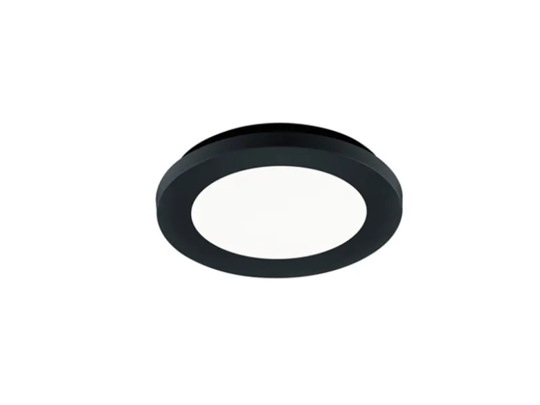 Dimmbare LED Deckenleuchte CAMILLUS flache Badezimmerlampe Ø17cm schwarz IP44