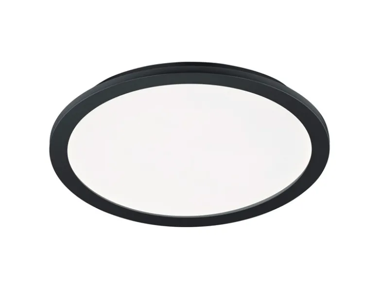 Dimmbare LED Deckenleuchte CAMILLUS flache Badezimmerlampe Ø40cm schwarz IP44