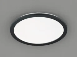 Dimmbare LED Deckenleuchte CAMILLUS flache Badezimmerlampe Ø40cm schwarz IP44