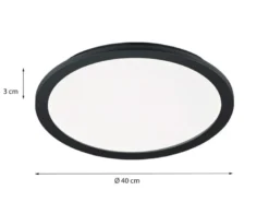 Dimmbare LED Deckenleuchte CAMILLUS flache Badezimmerlampe Ø40cm schwarz IP44