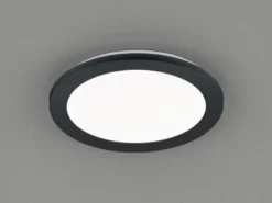 Dimmbare LED Deckenleuchte CAMILLUS flache Badezimmerlampe Ø26cm schwarz IP44