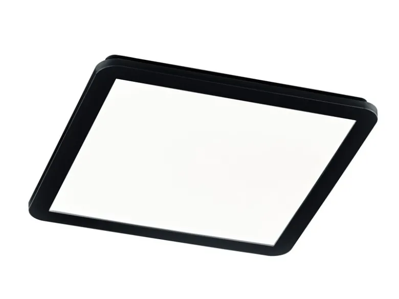 Dimmbare LED Deckenleuchte CAMILLUS flache Badezimmerlampe 40x40cm Schwarz IP44