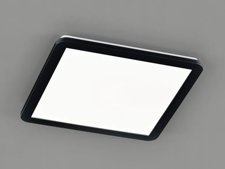 Dimmbare LED Deckenleuchte CAMILLUS flache Badezimmerlampe 40x40cm Schwarz IP44