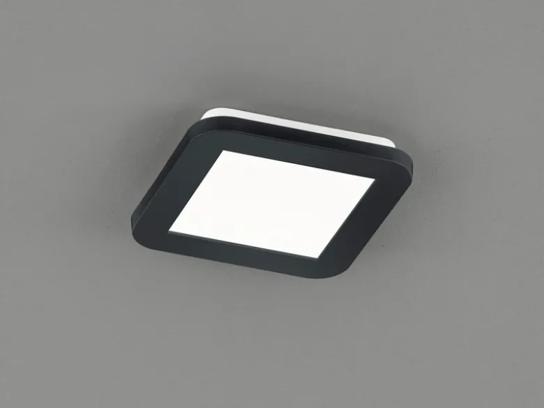 Dimmbare LED Deckenleuchte CAMILLUS flache Badezimmerlampe 17x17cm Schwarz IP44