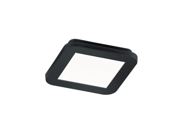 Dimmbare LED Deckenleuchte CAMILLUS flache Badezimmerlampe 17x17cm Schwarz IP44