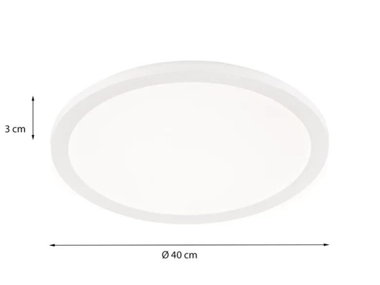 Dimmbare LED Deckenleuchte CAMILLUS flache Badezimmerlampe rund Ø40cm Weiß IP44