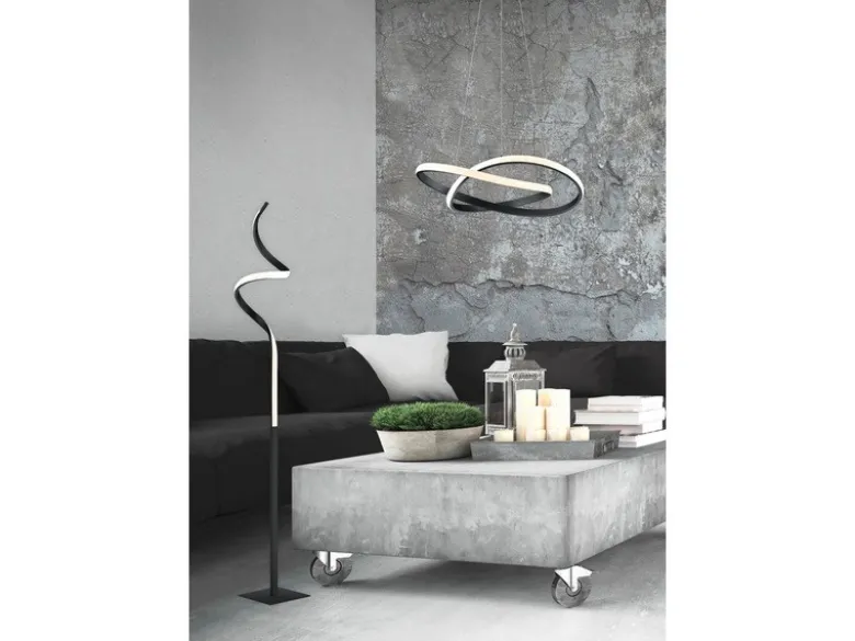 Dimmbare LED Deckenleuchte COURSE Schwarz, Warmweiß 3000 Kelvin, Ø 45cm