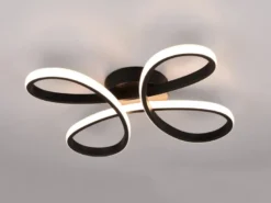 Dimmbare LED Deckenleuchte FLY geschwungen Schwarz, Breite 40cm