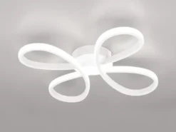 Dimmbare LED Deckenleuchte FLY geschwungen Weiß, Breite 40cm