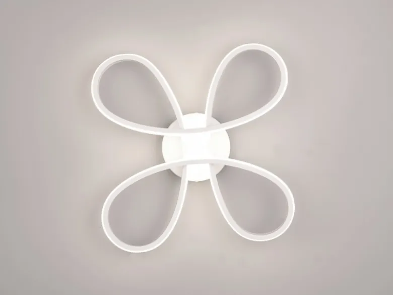 Dimmbare LED Deckenleuchte FLY geschwungen Weiß, Breite 40cm