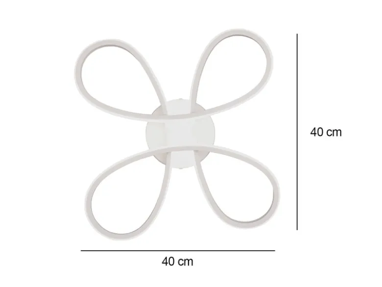 Dimmbare LED Deckenleuchte FLY geschwungen Weiß, Breite 40cm