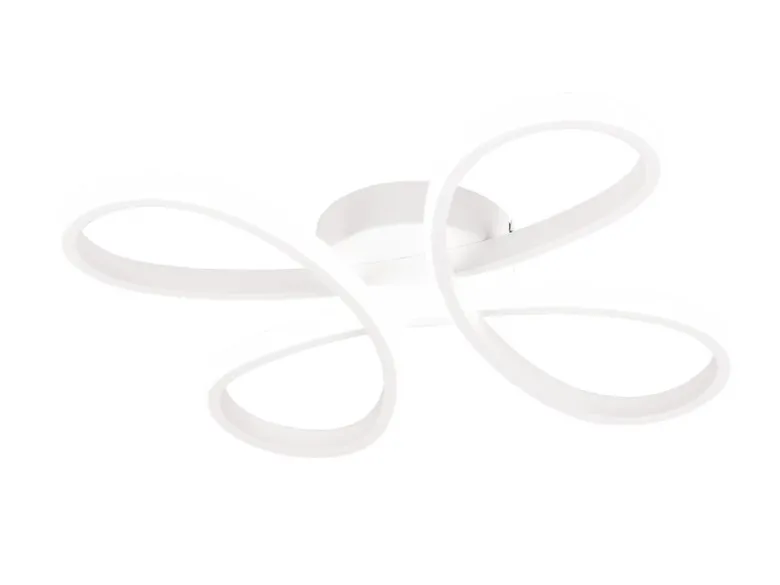 Dimmbare LED Deckenleuchte FLY geschwungen Weiß, Breite 40cm