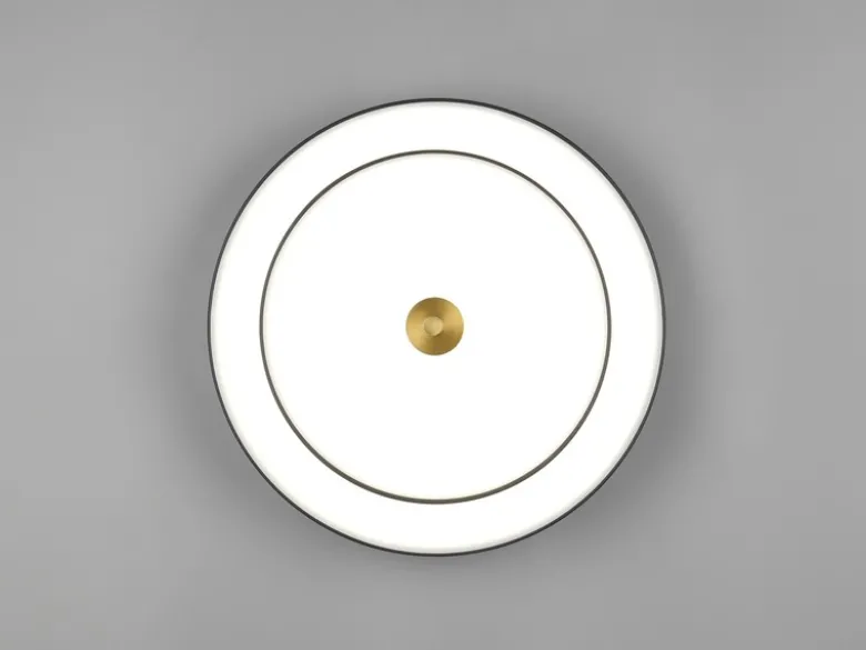 Dimmbare LED Deckenleuchte KEATON im modernen Design, Schwarz Gold Ø 40cm