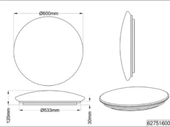 Dimmbare LED Deckenleuchte LUNAR mit Nachtlicht, Mondphasen Fernbedienung Ø 60cm