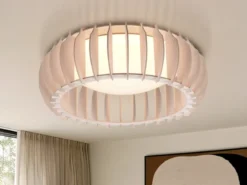 Dimmbare LED Deckenleuchte MONTE mit Naturholzlamellen, Ø 40cm