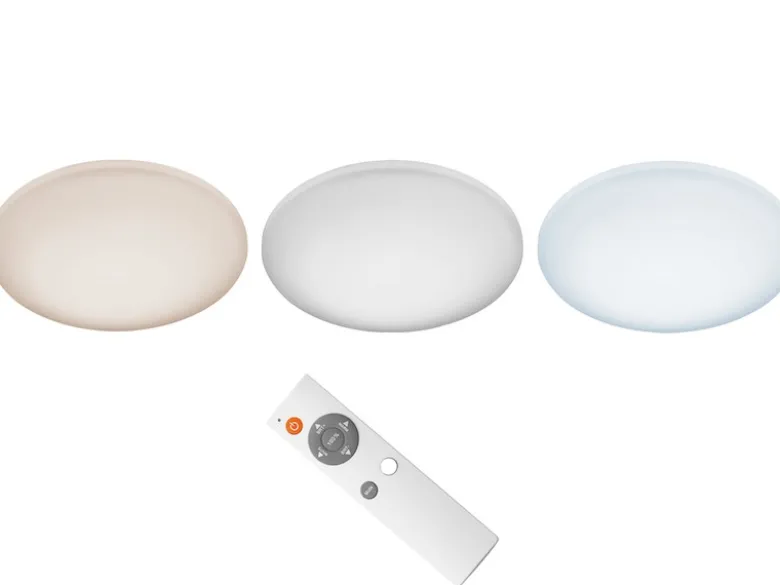 Dimmbare LED Deckenleuchte SILMA mit Fernbedienung - IP44 Bad, Ø 40cm