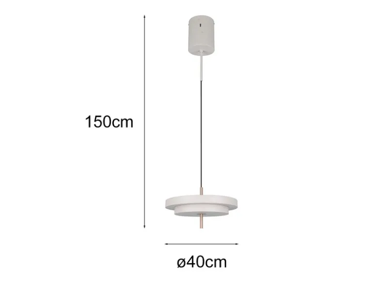 Dimmbare LED Pendelleuchte KEATON im modernen Design, Hellgrau Ø 40cm