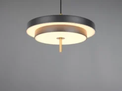 Dimmbare LED Pendelleuchte KEATON im modernen Design, Schwarz Gold Ø 40cm