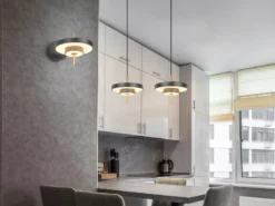 Dimmbare LED Pendelleuchte KEATON im modernen Design, Schwarz Gold Ø 40cm