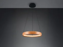 Dimmbare LED Ring Pendelleuchte LYNWOOD mit Naturholz Ø 50cm