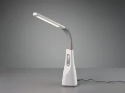 Dimmbare LED Schreibtischleuchte VENTO USB Anschluß & Ventilator Weiß Höhe 46cm