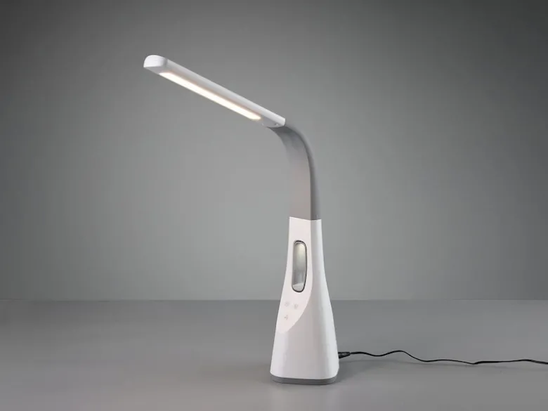 Dimmbare LED Schreibtischleuchte VENTO USB Anschluß & Ventilator Weiß Höhe 46cm