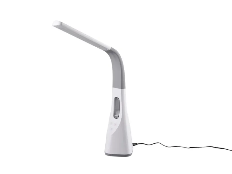Dimmbare LED Schreibtischleuchte VENTO USB Anschluß & Ventilator Weiß Höhe 46cm