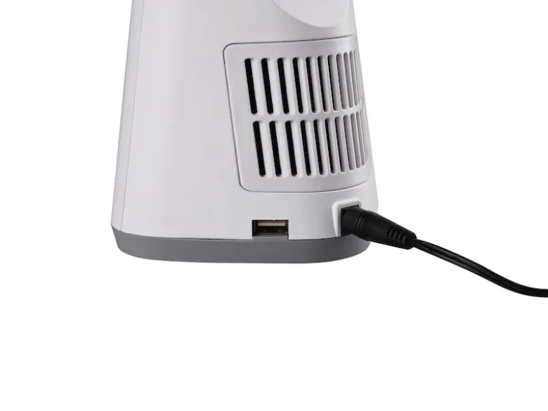 Dimmbare LED Schreibtischleuchte VENTO USB Anschluß & Ventilator Weiß Höhe 46cm