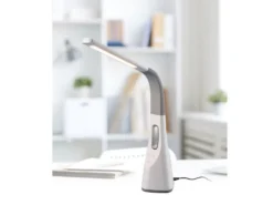 Dimmbare LED Schreibtischleuchte VENTO USB Anschluß & Ventilator Weiß Höhe 46cm