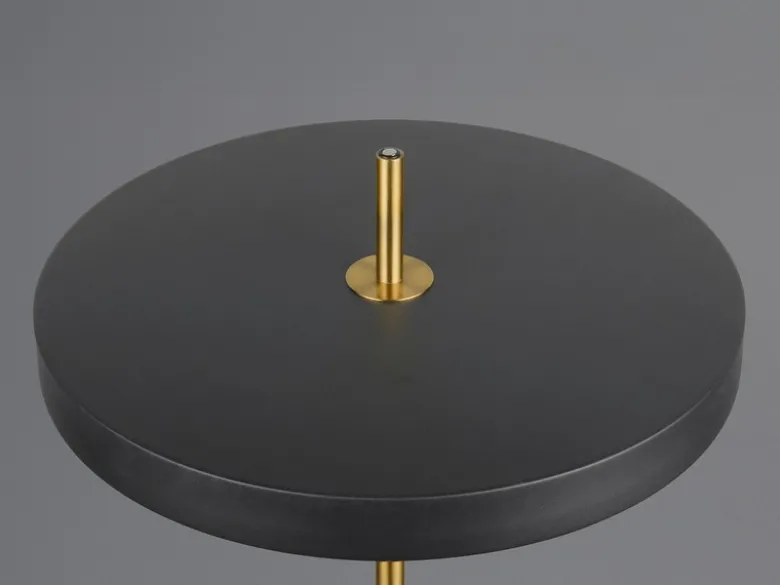 Dimmbare LED Stehlampe KEATON im modernen Design, Schwarz Gold, Höhe 138cm