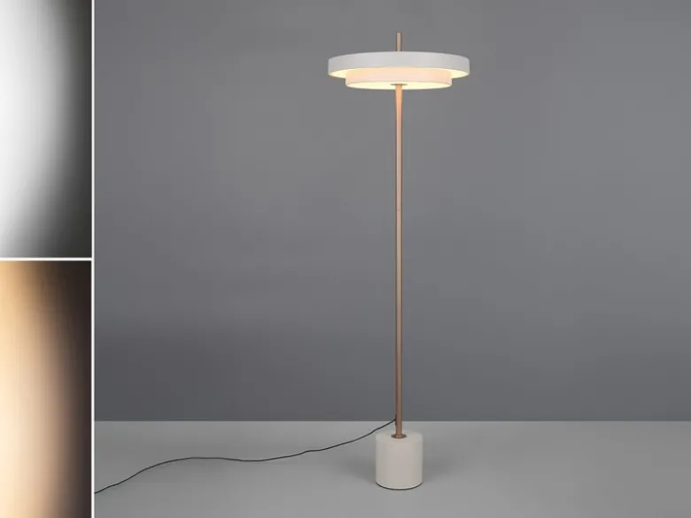 Dimmbare LED Stehlampe KEATON im modernen Design, Hellgrau, Höhe 138cm